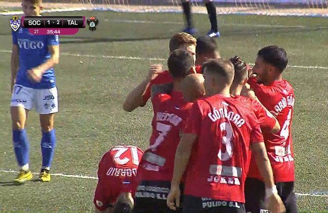 Celebración del segundo gol del CF Talavera que le dio la victoria