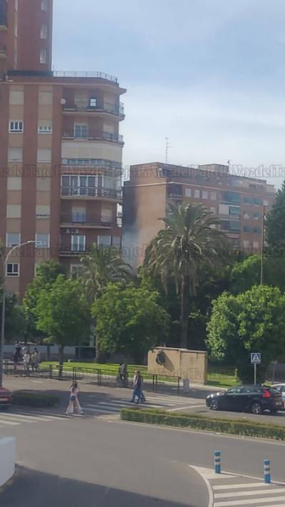 (Fotos) Una columna de humo negro cubre el cielo de Talavera tras el incendio de un solar