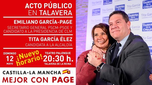 El mitin del PSOE previsto para este domingo de Tita y Page cambia de horario