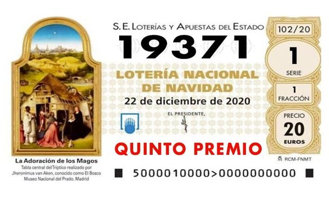 LOTERÍA DE NAVIDAD | Sale otro quinto premio 19.371... cae en Seseña (TO) y Alcázar (CR)