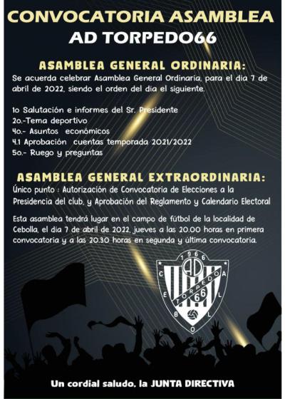 El AD Torpedo 66 anuncia la convocatoria de una asamblea el próximo 7 de abril