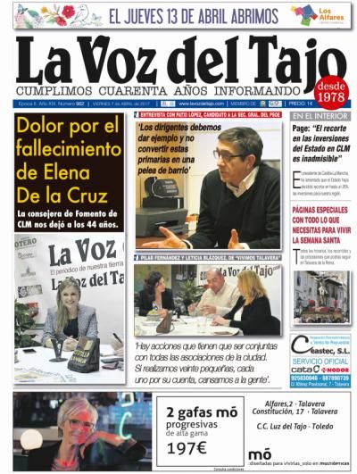 Portada abril | Dolor por el fallecimiento de Elena de la Cruz