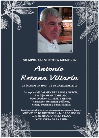 La Basílica del Prado acoge este viernes la misa funeral por Antonio Retana