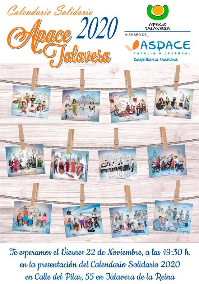 APACE Talavera presenta este viernes su calendario solidario 2020