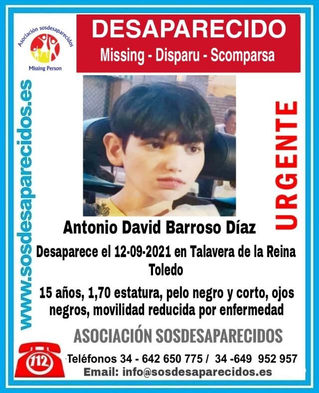 Buscan a Antonio David Barroso, un menor de 15 años