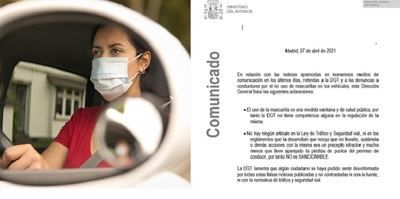 DGT | Se desmiente la posible multa por el uso indebido de la mascarilla en el coche