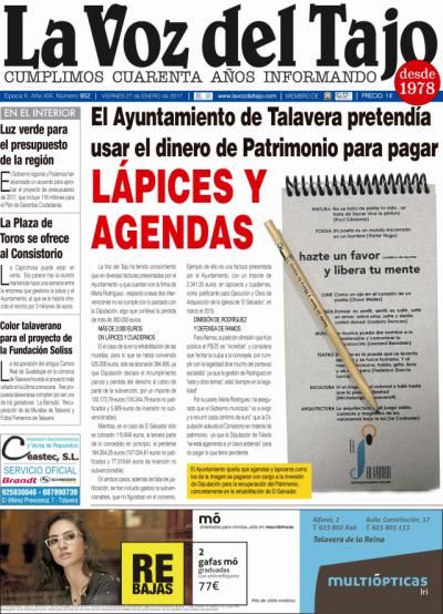 Portada enero | El Ayuntamiento de Talavera pretendía usar el dínero de Patrimonio para pagar 'lápices y cuadernos'