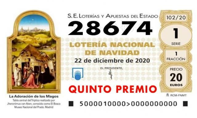 LOTERÍA DE NAVIDAD | Sale otro quinto premio: 28.674