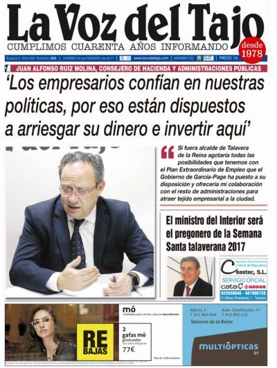 Portada febrero | Entrevista a Ruiz Molina -y 'venta' de agua del Tajo-