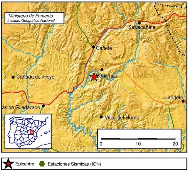 Registrado un terremoto en Boniches, el tercero en dos días en Castilla-La Mancha