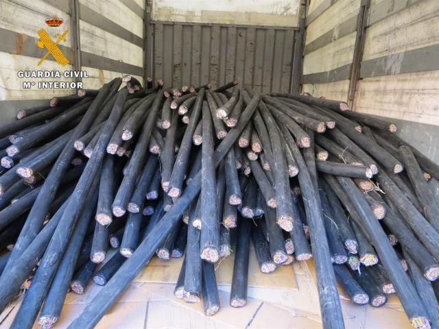 Nueve detenidos por robar 3.604 kilos de cable de cobre 