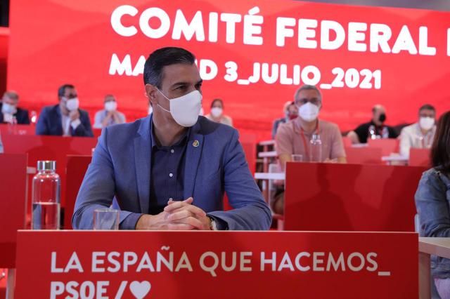 Pedro Sánchez, durante una reunión de los componentes del Comité Federal del PSOE,