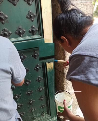 Comienzan los trabajos de restauración en la puerta lateral de la Basílica