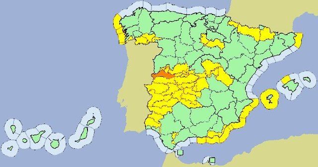 La Aemet activa el aviso amarillo este viernes por intensas lluvias