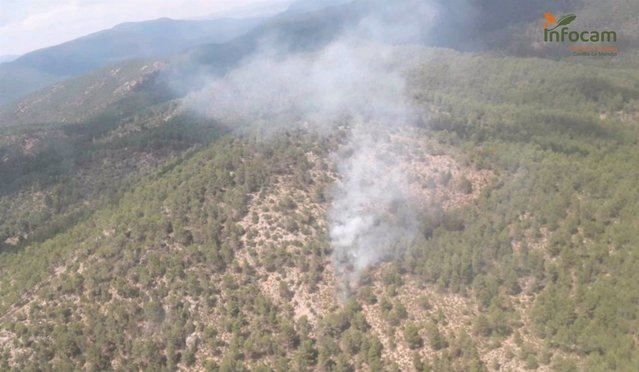 El Infocam trabaja en la extinción de un incendio forestal declarado en Villar del Humo 