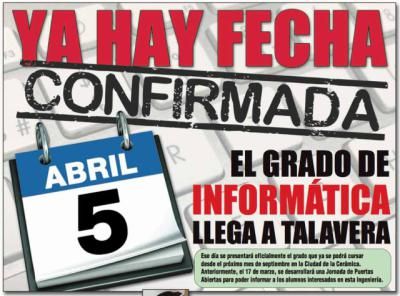 El Grado de Informática se presenta el 5 de abril