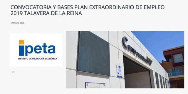 296 PLAZAS | Abierto el plazo de presentación de solicitudes del Plan de Empleo Talavera (enlace)