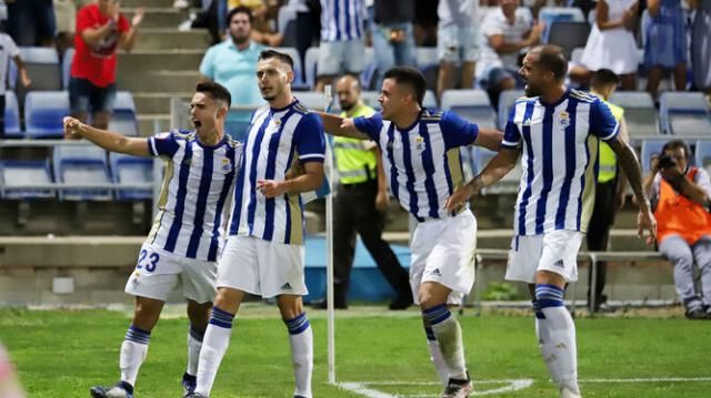 El Recre en una imagen de archivo festeja uno de los goles del partido de la priemra vuelta.