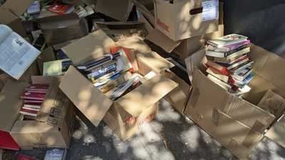 Decenas de libros aparecen abandonados en la calle