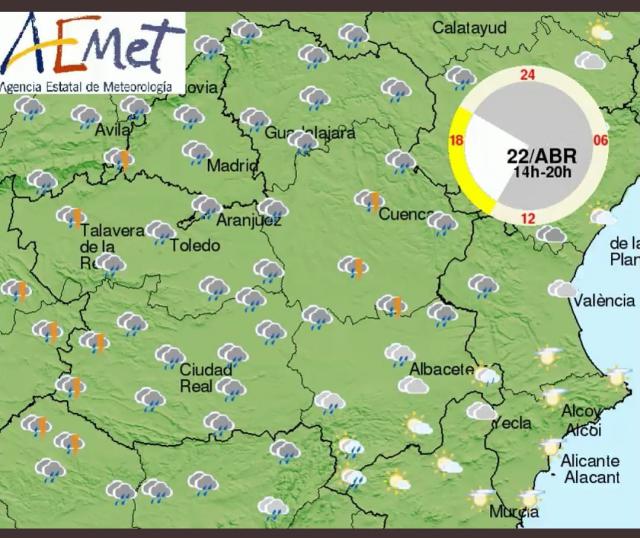 La provincia de Toledo, en alerta amarilla por lluvias intensas este viernes 