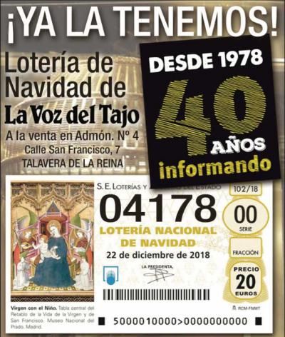 Ya está a la venta la Lotería de Navidad de La Voz del Tajo