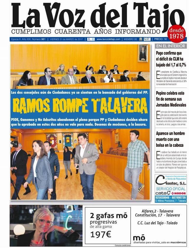 Portada marzo | Ramos 'rompe' Talavera -decenas de mociones a la basura-