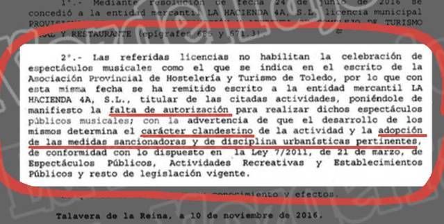 Documento firmado por la concejal María Rodríguez donde se avisa de una posible sanción.