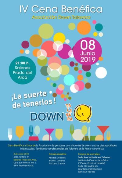 La Asociación Down Talavera celebrará la IV Cena Benéfica