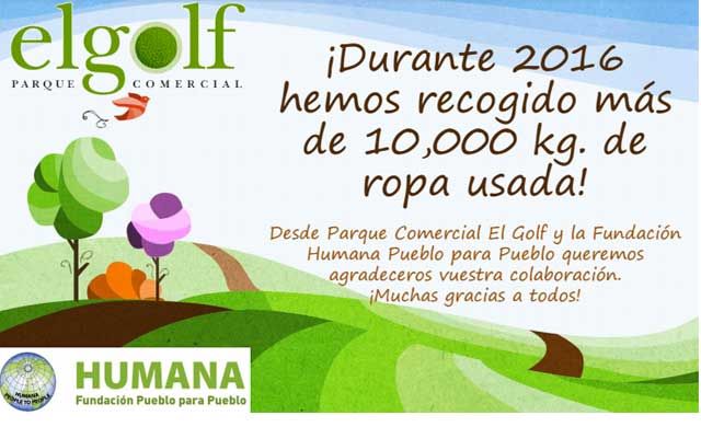 Parque Comercial El Golf recoge 10 toneladas de ropa usada para una ONG