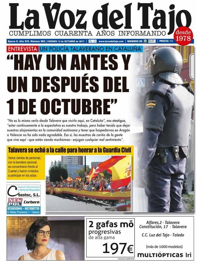 Portada octubre | Entrevista a un policía talaverano en Cataluña: ‘’hay un antes y un después del 1 de octubre”