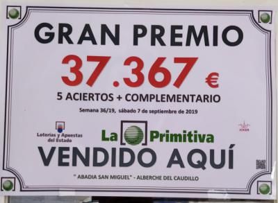 La Primitiva deja un premio de más de 37.000 euros en Alberche