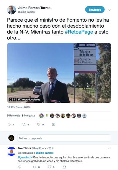 Denuncian en Twitter a Jaime Ramos ante la Guardia Civil por un vídeo