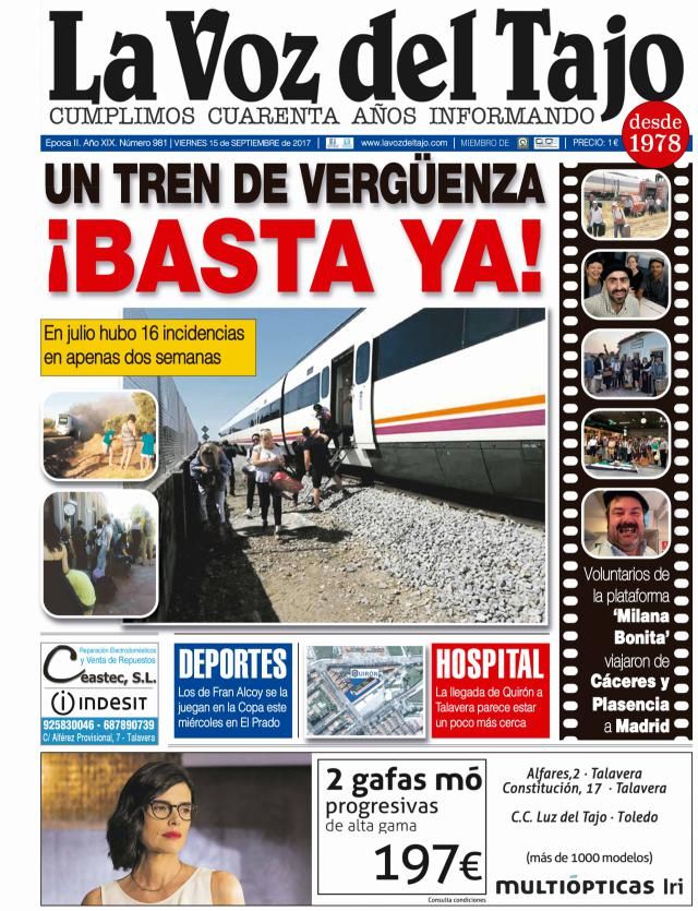 Portada septiembre | Un tren de vergüenza -y los de Fran Alcoy se la juegan en la Copa-