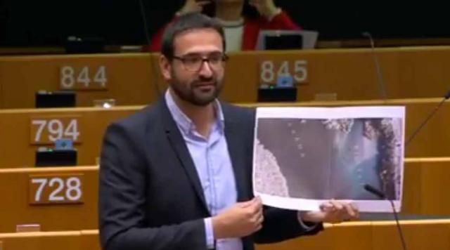 l eurodiputado socialista, Sergio Gutiérrez, durante su intervención en la UE. 