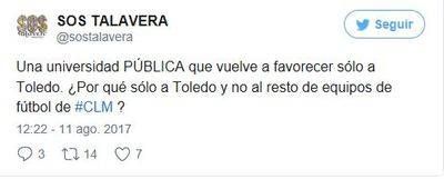 ‘SOS Talavera’ critica que la UCLM patrocine sólo al C.D. Toledo