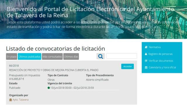 El Ayuntamiento de Talavera pone en marcha la Plataforma de Licitación Electrónica