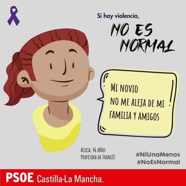 EL PSOE regional reafirma su compromiso contra la violencia machista con la campaña #noesnormal