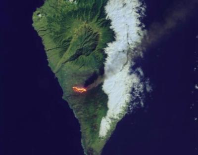 La erupción del volcán de La Palma, fotografiada desde el espacio